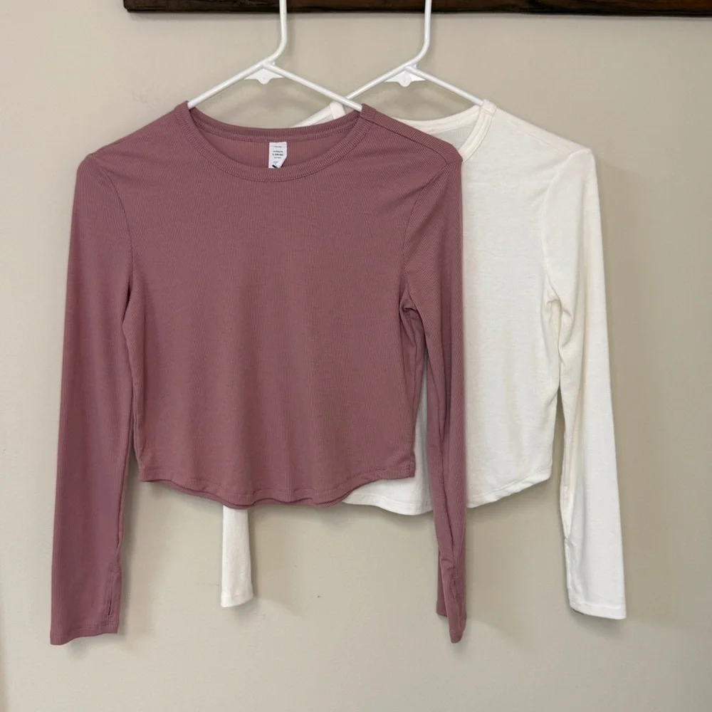 Old Navy: Set of (2) Girls UltraLite Long Sleeve Rib-Knit Tees, Size L (10-12)